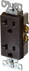 Cooper Wiring Devices - 125 VAC, 20 Amp, 5-20R NEMA Configuration, Brown, Industrial Grade, Self Grounding Duplex Receptacle - 1 Phase, 2 Poles, 3 Wire, Flush Mount, Chemical and Impact Resistant - Americas Industrial Supply