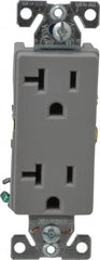 Cooper Wiring Devices - 125 VAC, 20 Amp, 5-20R NEMA Configuration, Gray, Industrial Grade, Self Grounding Duplex Receptacle - 1 Phase, 2 Poles, 3 Wire, Flush Mount, Chemical and Impact Resistant - Americas Industrial Supply