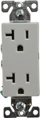 Cooper Wiring Devices - 125 VAC, 20 Amp, 5-20R NEMA Configuration, White, Industrial Grade, Self Grounding Duplex Receptacle - 1 Phase, 2 Poles, 3 Wire, Flush Mount, Chemical and Impact Resistant - Americas Industrial Supply