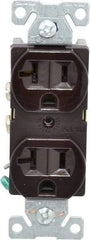 Cooper Wiring Devices - 125 VAC, 20 Amp, 5-20R NEMA Configuration, Brown, Specification Grade, Self Grounding Duplex Receptacle - 1 Phase, 2 Poles, 3 Wire, Flush Mount - Americas Industrial Supply