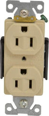 Cooper Wiring Devices - 125 VAC, 15 Amp, 5-15R NEMA Configuration, Ivory, Industrial Grade, Self Grounding Duplex Receptacle - 1 Phase, 2 Poles, 3 Wire, Flush Mount, Chemical, Heat and Impact Resistant - Americas Industrial Supply