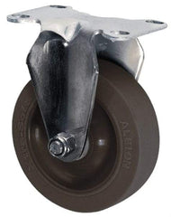 Albion - 4" Diam x 1-1/4" Wide x 5-1/8" OAH Top Plate Mount Rigid Caster - Polyurethane, 350 Lb Capacity, Plain Bearing, 2-1/2 x 3-5/8" Plate - Americas Industrial Supply