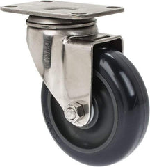 Albion - 4" Diam x 1-1/4" Wide x 5-1/8" OAH Top Plate Mount Swivel Caster - Polyurethane, 350 Lb Capacity, Plain Bearing, 2-1/2 x 3-5/8" Plate - Americas Industrial Supply
