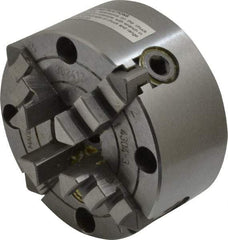 Bison - 4 Jaws, 3" Diam, Independent Manual Lathe Chuck - Plain Back Mount Spindle, Reversible, 4,000 Max RPM, 63/64" Through Hole Diam, Cast Iron - Americas Industrial Supply