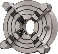 Interstate - 4 Jaws, 8" Diam, Independent Manual Lathe Chuck - D1-5 Mount Spindle, Reversible, 2.165" Through Hole Diam, Cast Iron - Americas Industrial Supply