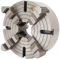 Bison - 4 Jaws, 10" Diam, Independent Manual Lathe Chuck - D1-6 Mount Spindle, Reversible, 1,500 Max RPM, 2.5591" Through Hole Diam, Cast Iron - Americas Industrial Supply
