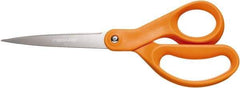 Fiskars - 3-13/32" LOC, 8-1/2" OAL Stainless Steel Standard Shears - Ambidextrous, Plastic Straight Handle, For General Purpose Use - Americas Industrial Supply