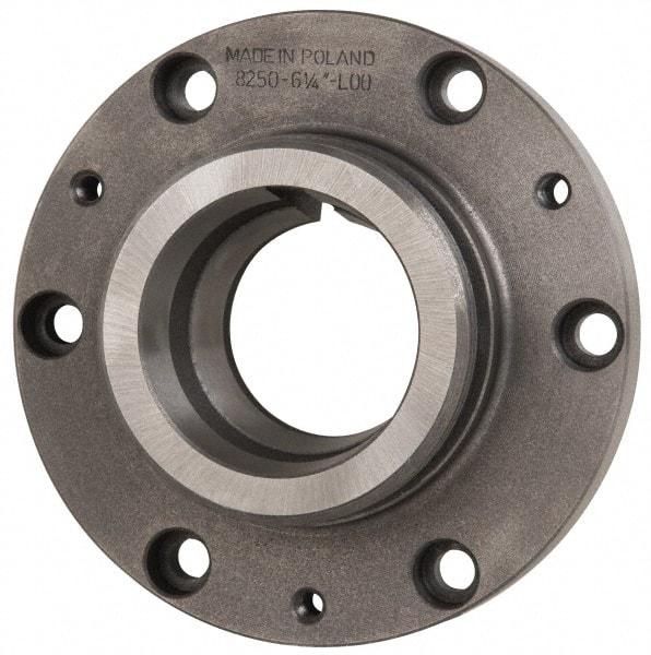 Bison - Adapter Back Plate for 12-1/2" Diam Self Centering Lathe Chucks - L-0 Mount, 2.6" Through Hole Diam, 12.44" OD, 1.1" Flange Height, Cast Iron - Americas Industrial Supply