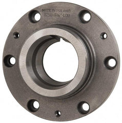 Bison - Adapter Back Plate for 6-1/4" Diam Self Centering Lathe Chucks - L-00 Mount, 2.2" Through Hole Diam, 6.32" OD, 0.71" Flange Height, Cast Iron - Americas Industrial Supply