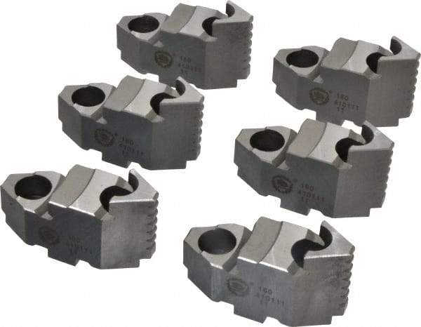 Bison - 6-1/4 to 6" Chuck Diam Compatibility, Steel Tongue & Groove Hard Lathe Top Jaws - 0.984" Wide x 2.638" Long x 1.634" High - Americas Industrial Supply