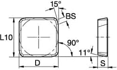 Kennametal - SPKN42 Grade KC725M Carbide Milling Insert - TiN/TiCN/TiN Finish, 0.1252" Thick, 1/2" Inscribed Circle - Americas Industrial Supply