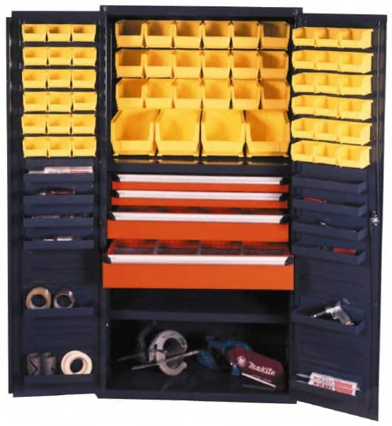 Durham - 13 Shelf 52 Bin Storage Cabinet - Steel, 36" Wide x 24" Deep x 72" High, Gray - Americas Industrial Supply