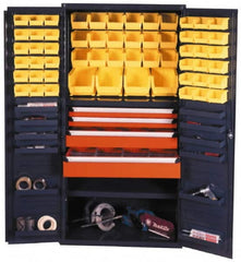 Durham - 13 Shelf 52 Bin Storage Cabinet - Steel, 36" Wide x 24" Deep x 72" High, Gray - Americas Industrial Supply