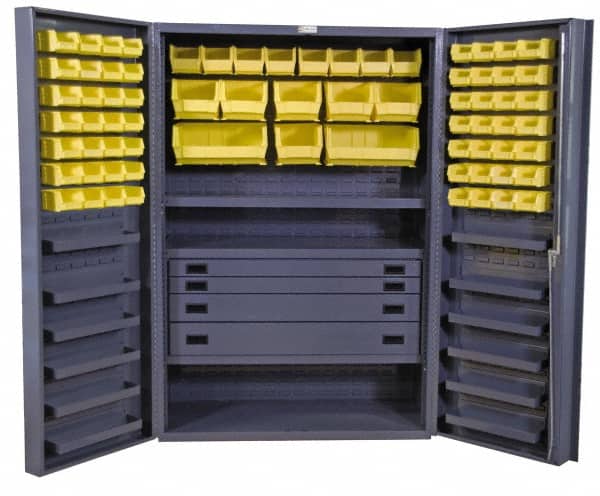 Durham - 13 Shelf 69 Bin Storage Cabinet - Steel, 48" Wide x 24" Deep x 72" High, Gray - Americas Industrial Supply