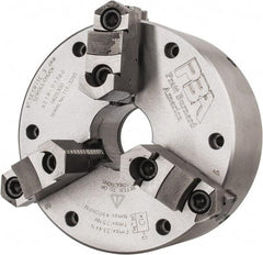 Pratt Burnerd America - 3 Jaws, 6" Diam, Self Centering Manual Lathe Chuck - Plain Back Mount Spindle, Adjustable, Reversible, 4,900 Max RPM, 1.81" Through Hole Diam, Forged Steel - Americas Industrial Supply