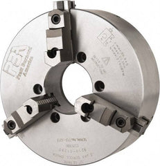 Pratt Burnerd America - 3 Jaws, 12" Diam, Self Centering Manual Lathe Chuck - Plain Back Mount Spindle, Adjustable, Reversible, 2,300 Max RPM, 4.06" Through Hole Diam, Forged Steel - Americas Industrial Supply