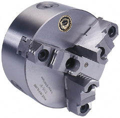 Bison - 3 Jaws, 8" Diam, Self Centering Manual Lathe Chuck - 2-3/8-6" Spindle Mount, Reversible, 2,500 Max RPM, 2.1653" Through Hole Diam, 0.001" Axial Runout, 0.0016" Radial Runout, Cast Iron - Americas Industrial Supply