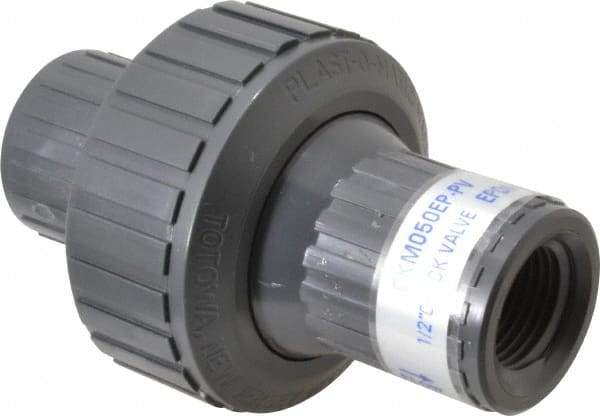 Plast-O-Matic - 1/2" PVC Check Valve - Inline, FNPT x FNPT, 150 WOG - Americas Industrial Supply