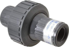 Plast-O-Matic - 1/2" PVC Check Valve - Inline, FNPT x FNPT, 150 WOG - Americas Industrial Supply