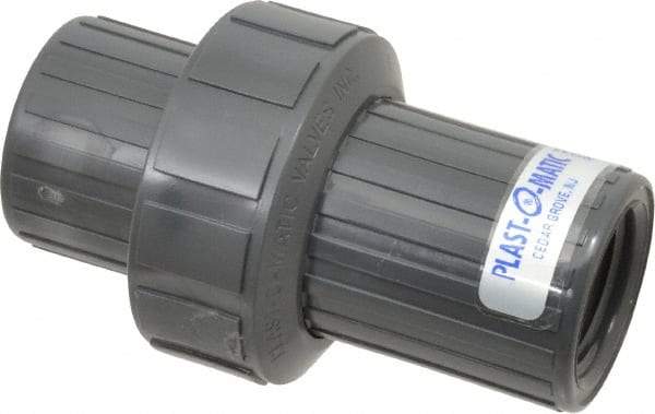 Plast-O-Matic - 1" PVC Check Valve - Inline, FNPT x FNPT, 150 WOG - Americas Industrial Supply