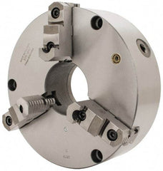 Bison - 3 Jaws, 12" Diam, Self Centering Manual Lathe Chuck - Front Mount, Reversible, 4.0551" Through Hole Diam, Cast Iron - Americas Industrial Supply