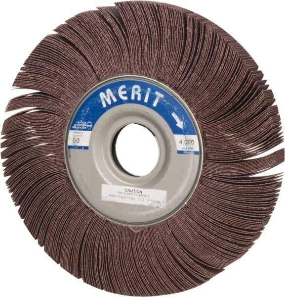 Merit Abrasives - 10" Diam, 60 Grit Aluminum Oxide Unmounted Flap Wheel - 1-3/4" Hole, 1" Wide, Coated, Medium Grade, 4,500 Max RPM , Cloth Backing - Americas Industrial Supply
