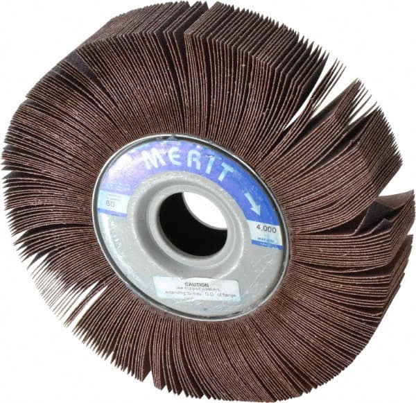 Merit Abrasives - 10" Diam, 60 Grit Aluminum Oxide Unmounted Flap Wheel - 1-3/4" Hole, 2" Wide, Coated, Medium Grade, 4,000 Max RPM , Cloth Backing - Americas Industrial Supply