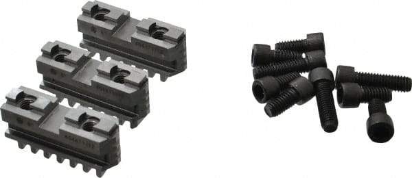 Bison - 6-1/4 to 6" Chuck Diam Compatibility, Steel Tongue & Groove Hard Lathe Master Jaws - 1/2" Groove Width, 0.7874" Wide x 2.559" Long - Americas Industrial Supply