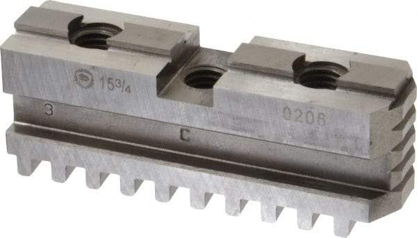 Bison - 15-3/4 to 16" Chuck Diam Compatibility, Steel Tongue & Groove Hard Lathe Master Jaws - 3/4" Groove Width, 1.4173" Wide x 5.1181" Long - Americas Industrial Supply