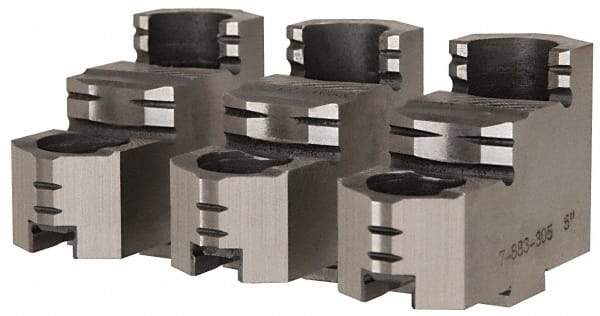 Bison - 15-3/4 to 16" Chuck Diam Compatibility, Steel Tongue & Groove Hard Lathe Top Jaws - 1.654" Wide x 5" Long x 2.539" High - Americas Industrial Supply