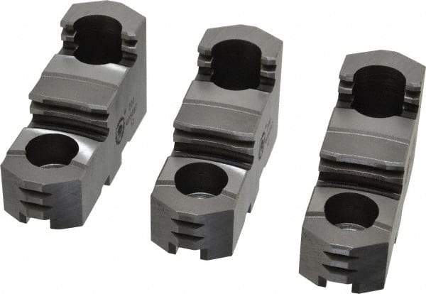 Bison - 8" Max Chuck Diam Compatibility, Steel Tongue & Groove Hard Lathe Top Jaws - 1-1/16" Wide x 3.174" Long x 1.713" High - Americas Industrial Supply