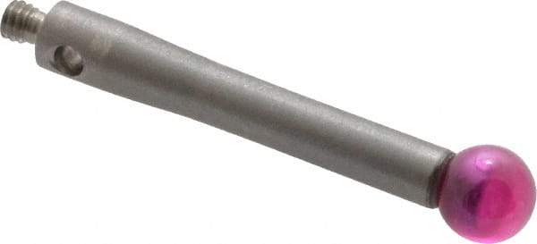 Fowler - 4 mm Ball Diameter, Stainless Steel Stem, M2 Thread, Ruby Point Ball Tip CMM Stylus - 20 mm Overall Length - Americas Industrial Supply