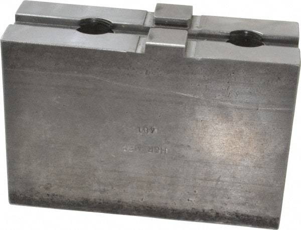 H & R Manufacturing - 18 to 21" Chuck Capacity, Tongue & Groove Attachment, Square Soft Lathe Chuck Jaw - Steel, 3" Btw Mount Hole Ctrs, 5-5/8" Long x 2" Wide x 3-13/16" High, 1/2" Groove - Americas Industrial Supply