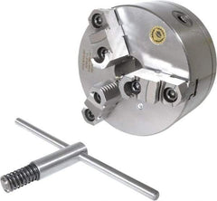 Bison - 3 Jaws, 6" Diam, Self Centering Manual Lathe Chuck - D1-4 Mount Spindle, Reversible, 3,000 Max RPM, 1.6535" Through Hole Diam, 0.0008" Axial Runout, 0.0012" Radial Runout, Cast Iron - Americas Industrial Supply