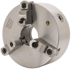 Bison - 3 Jaws, 10" Diam, Self Centering Manual Lathe Chuck - D1-8 Mount Spindle, Reversible, 2,000 Max RPM, 2.9921" Through Hole Diam, 0.001" Axial Runout, 0.0016" Radial Runout, Cast Iron - Americas Industrial Supply