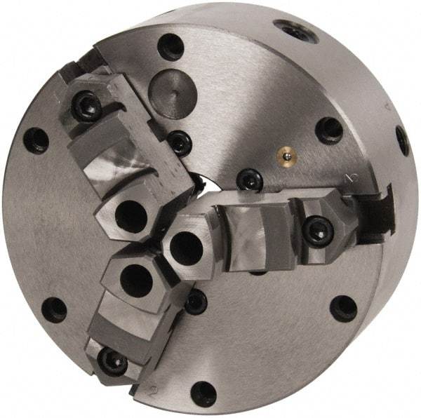 Interstate - 3 Jaws, 6" Diam, Self Centering Manual Lathe Chuck - Adjustable, Reversible, 1.535" Through Hole Diam, Cast Iron - Americas Industrial Supply
