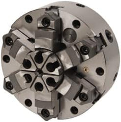 Interstate - 6 Jaws, 6" Diam, Self Centering Manual Lathe Chuck - Adjustable, Reversible, 1.535" Through Hole Diam, Cast Iron - Americas Industrial Supply