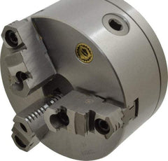 Bison - 3 Jaws, 6" Diam, Self Centering Manual Lathe Chuck - L-00 Mount Spindle, Reversible, 3,000 Max RPM, 1.6535" Through Hole Diam, 0.0008" Axial Runout, 0.0012" Radial Runout, Cast Iron - Americas Industrial Supply