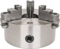 Interstate - 3 Jaws, 8" Diam, Self Centering Manual Lathe Chuck - D1-4 Mount Spindle, Reversible, 1.9685" Through Hole Diam, Cast Iron - Americas Industrial Supply