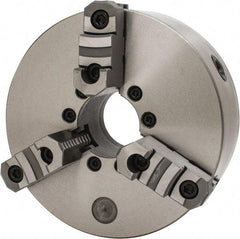 Interstate - 3 Jaws, 10" Diam, Self Centering Manual Lathe Chuck - D1-6 Mount Spindle, Reversible, 2.7559" Through Hole Diam, Cast Iron - Americas Industrial Supply