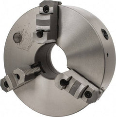 Interstate - 3 Jaws, 12" Diam, Self Centering Manual Lathe Chuck - D1-6 Mount Spindle, Reversible, 3-15/16" Through Hole Diam, Cast Iron - Americas Industrial Supply