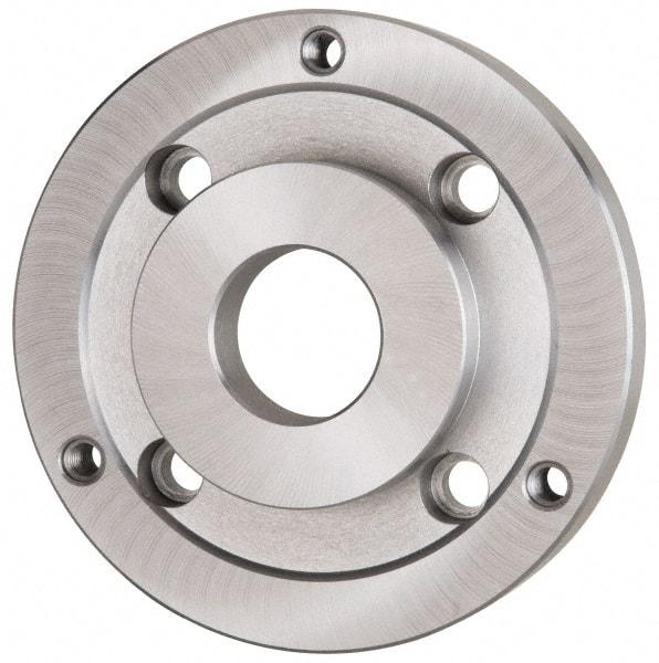 Bison - Adapter Back Plate for 10" Diam Self Centering Lathe Chucks - A2-8 Mount, 2.922" Through Hole Diam, 5.708mm ID, 9.84" OD, 1.07" Flange Height, Steel - Americas Industrial Supply