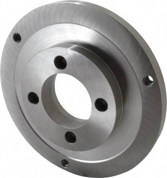 Bison - Adapter Back Plate for 10" Diam Self Centering Lathe Chucks - A2-5 Mount, 2.922" Through Hole Diam, 5.708mm ID, 9.84" OD, 3/4" Flange Height, Steel - Americas Industrial Supply