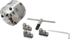 Bison - 3 Jaws, 4" Diam, Self Centering Manual Lathe Chuck - Adjustable, 0.787" Through Hole Diam, Forged Steel - Americas Industrial Supply