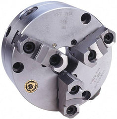 Bison - 3 Jaws, 12" Diam, Self Centering Manual Lathe Chuck - Front Mount, Adjustable, Reversible, 2,200 Max RPM, 4.055" Through Hole Diam, Forged Steel - Americas Industrial Supply