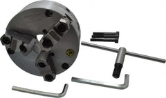 Bison - 3 Jaws, 6" Diam, Self Centering Manual Lathe Chuck - Front Mount, Adjustable, Reversible, 3,500 Max RPM, 1.654" Through Hole Diam, Forged Steel - Americas Industrial Supply