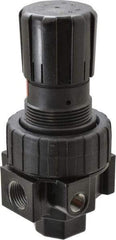 Parker - 1/2 NPT Port, 75 CFM, Zinc Compact Regulator - 2 to 125 psi Range, 250 Max psi Supply Pressure, 1/4" Gauge Port Thread, 2.81" Wide x 6.08" High - Americas Industrial Supply