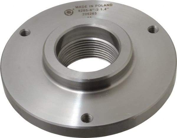 Bison - Adapter Back Plate for 6-1/4" Diam Self Centering Lathe Chucks - 2-1/4 - 8 Mount, 2.26" Through Hole Diam, 3.385mm ID, 38139" OD, 0.59" Flange Height, Steel - Americas Industrial Supply