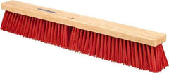 PRO-SOURCE - 24" Heavy Duty Synthetic Push Broom - 4" Bristle Length, Wood Block, Threaded Handle Connection - Americas Industrial Supply