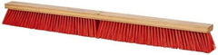PRO-SOURCE - 36" Heavy Duty Synthetic Push Broom - 4" Bristle Length, Wood Block, Threaded Handle Connection - Americas Industrial Supply